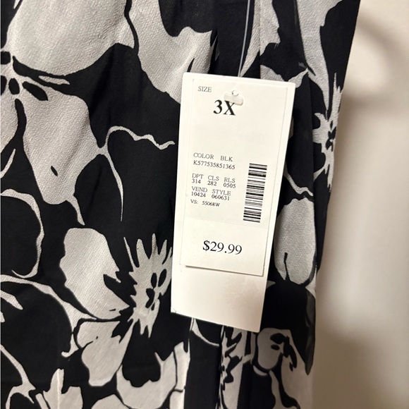 NWT New York City Design Co. Black and White Floral A-Line Midi Skirt 3X - Picture 2 of 4